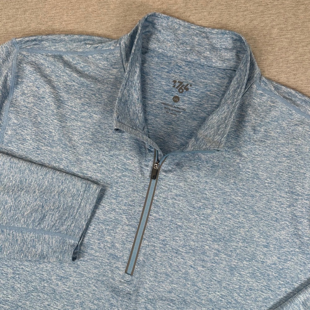 1764 Golf 1/4 Zip Pullover Men 2XL Blue Heather Space Dye Activewear Stretch Top